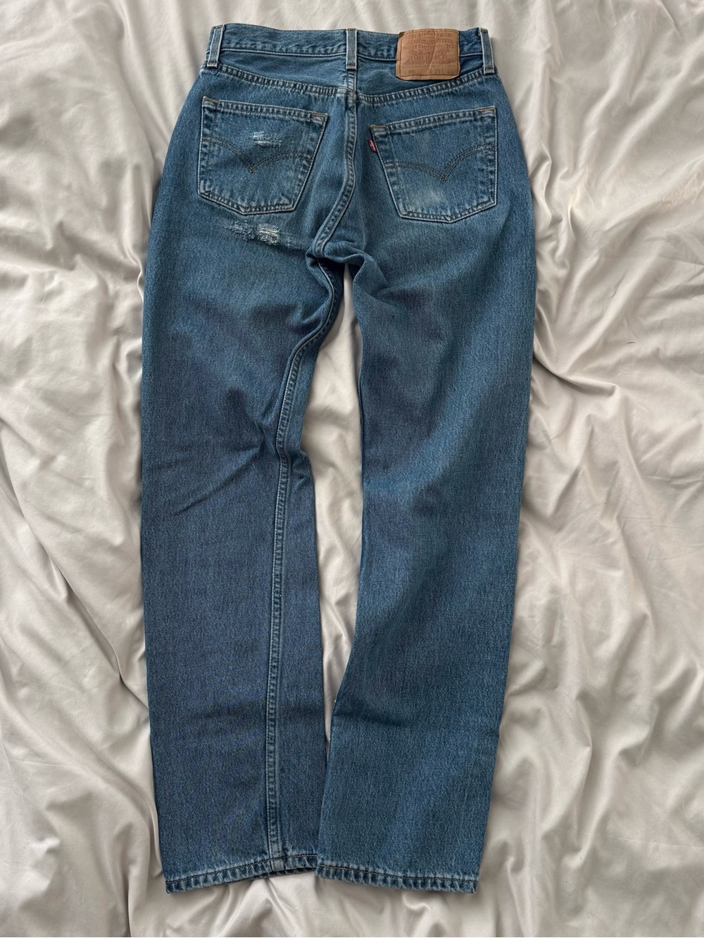 Vintage 90s Levis 501 Distressed Jeans Medium Wash June 1999 Mexico Made 29x32